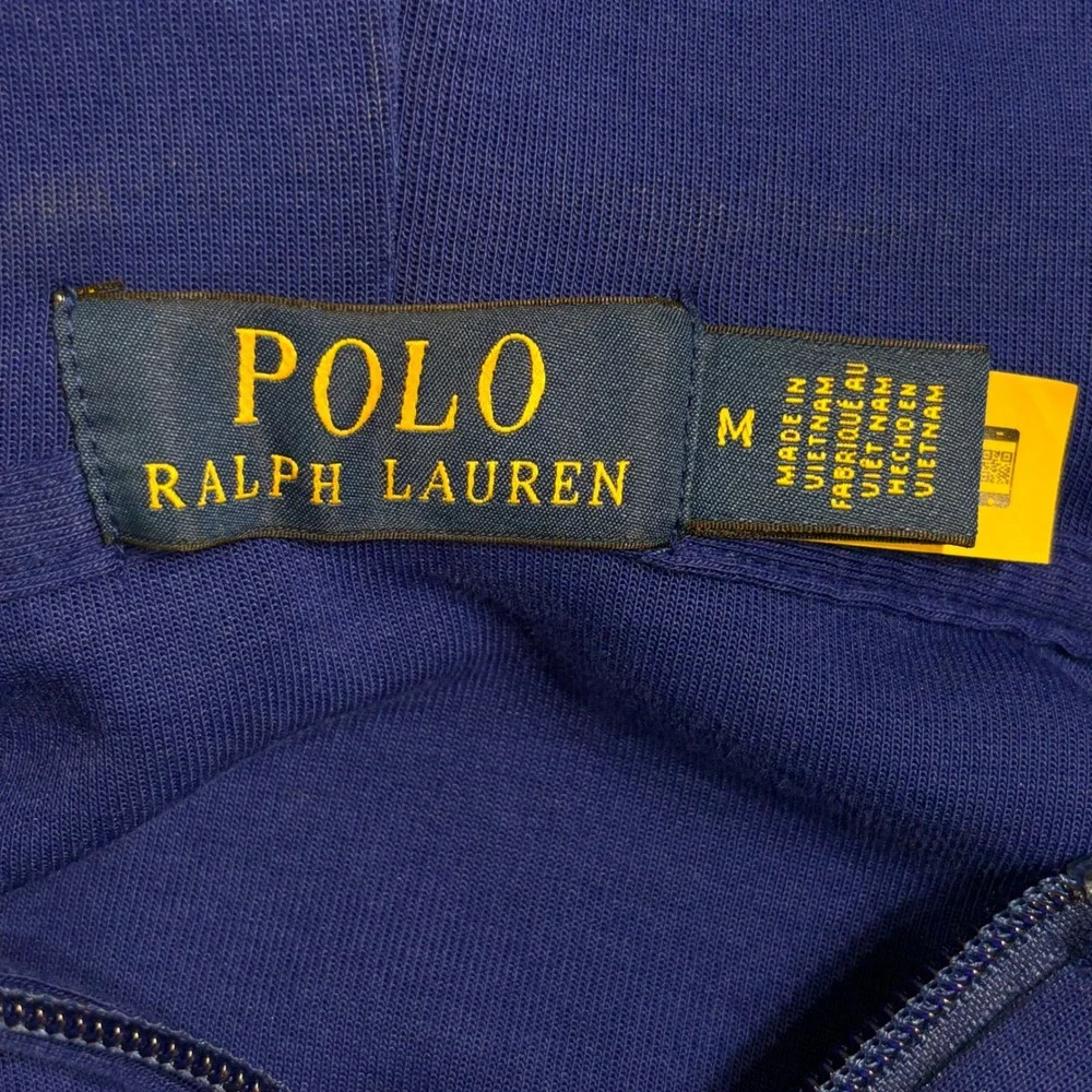 Polo Ralph Lauren Double-Knit Full-Zip Hoodie Mens Medium Blue Pony Logo Zip Up